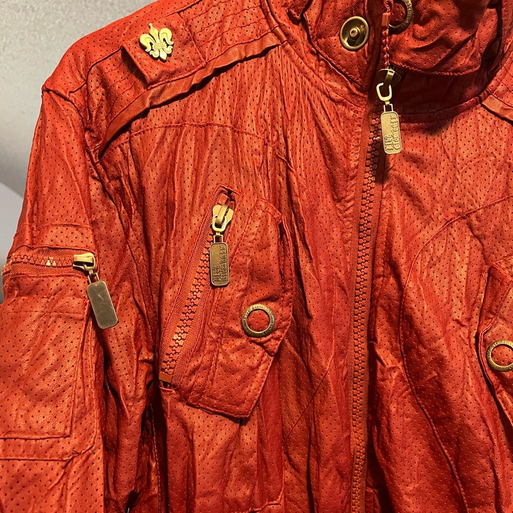 NWT Vintage Y2K FIVE ELEMENTZ Perforated Faux Leather Streetwear JKT Mens Size L